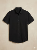 Textured Button-Up Short Sleeve Shirt