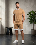 Contrast Trim Shorts Set