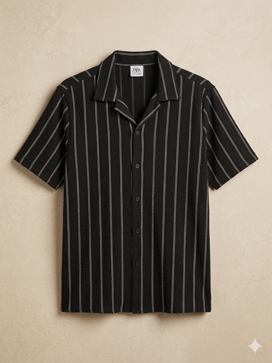 Textured Vertical Stripe Resort Shirt