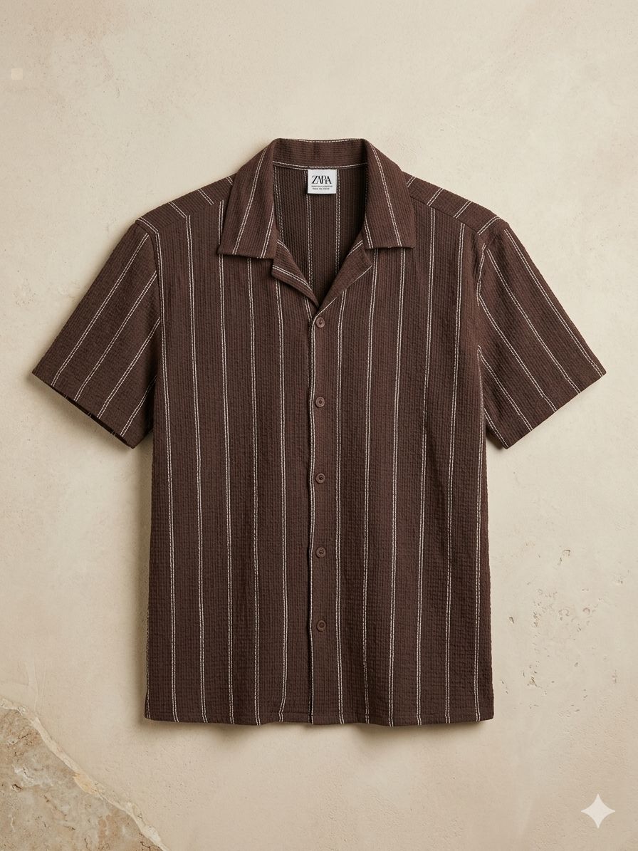 Textured Vertical Stripe Resort Shirt