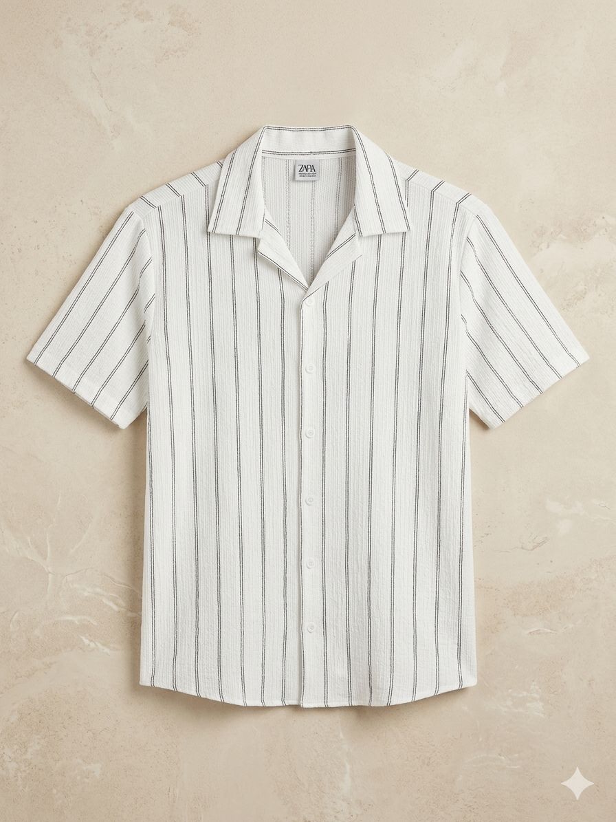 Textured Vertical Stripe Resort Shirt