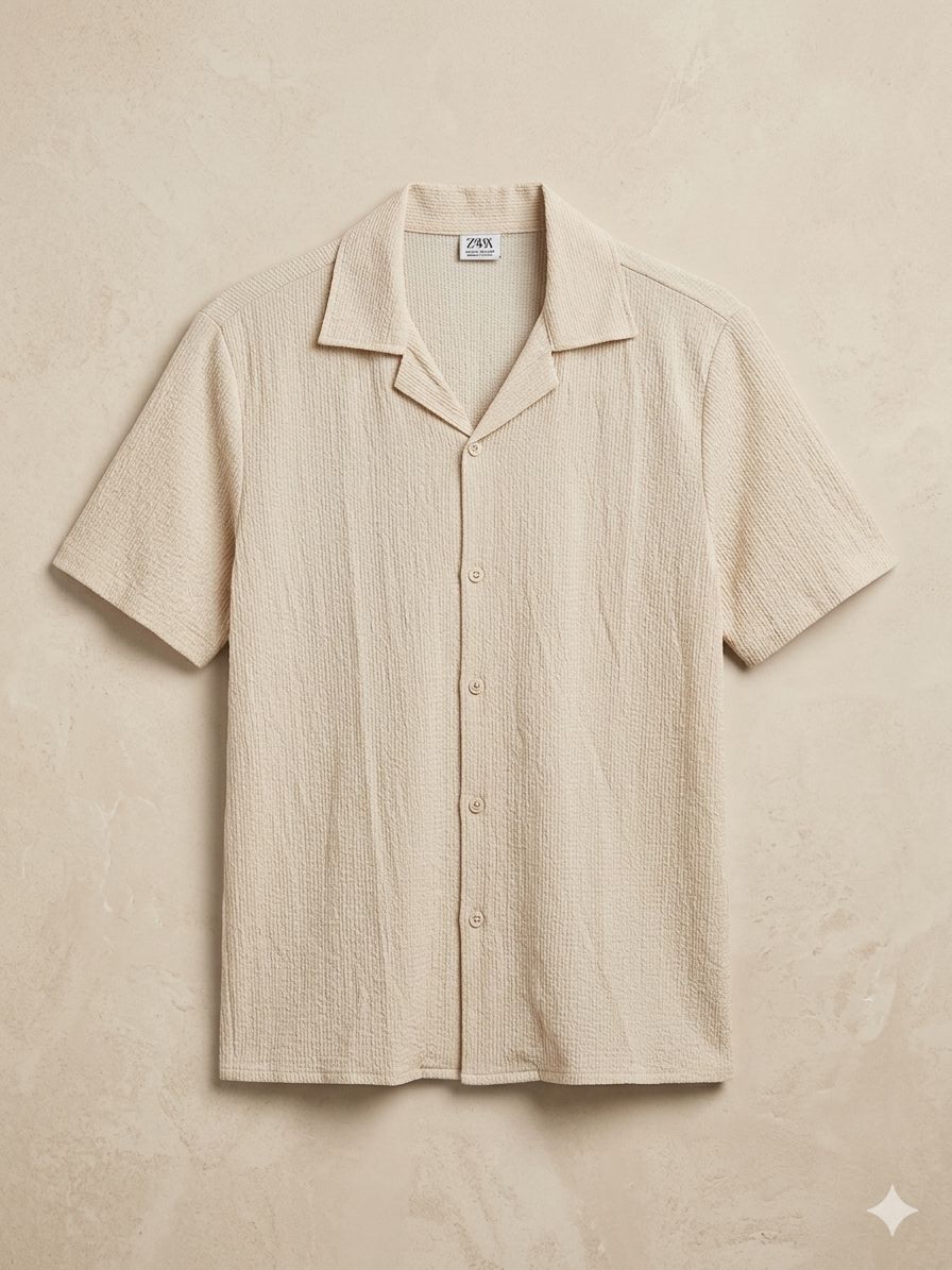 Textured Resort Collar Short Sleeve Shirt