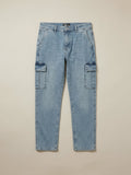 Light Blue Cargo Denim Jeans – Slim Fit