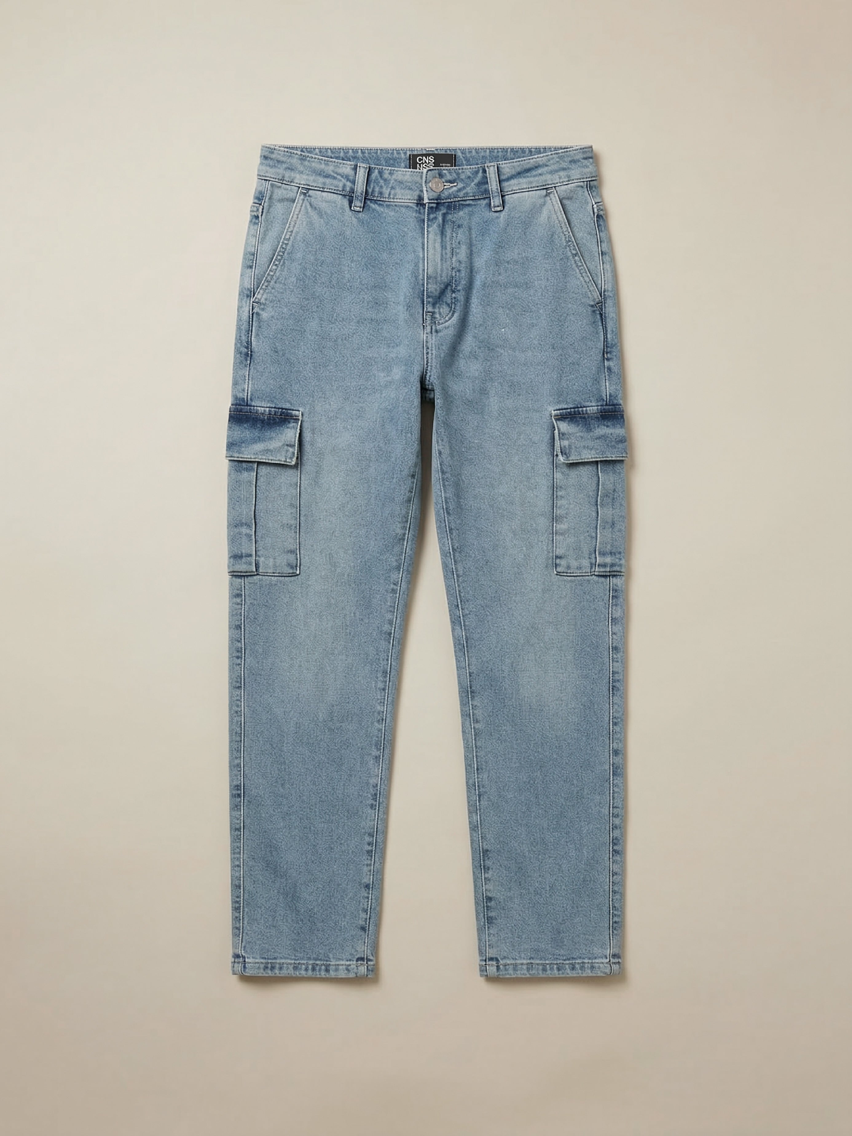 Light Blue Cargo Denim Jeans – Slim Fit