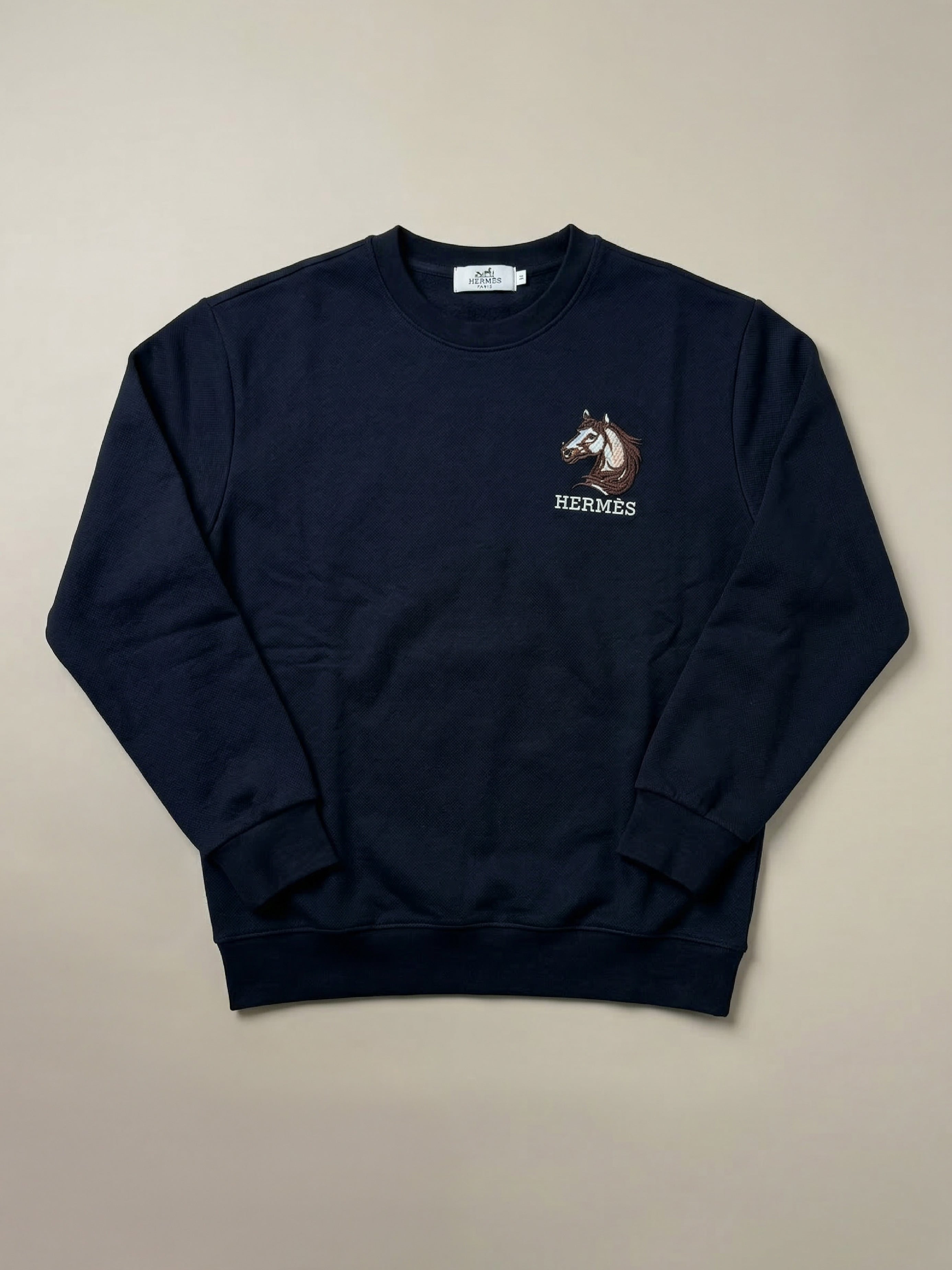Crewneck Sweatshirt (Hermes Style) - Navy Blue